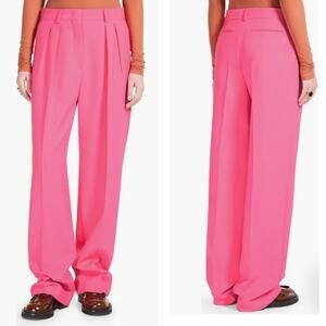 Sportmax Tibet High-Rise Wide-Leg Hot Neon Barbie Bubblegum Pink Trouser Pants 2